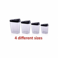 Set 4 cutii depozitare cereale, Alpina, 0, 45L, 0.6L, 0.85L si 1, 25L, negru, 24996